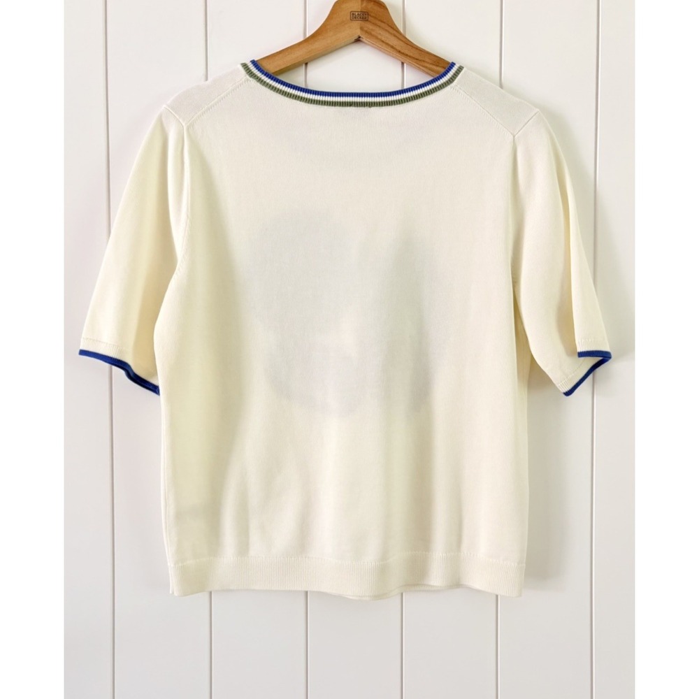 Talbots Stamp Whimsy Top France Great Britain Italy Size M Euro Summer Coastal - Picture 7 of 10